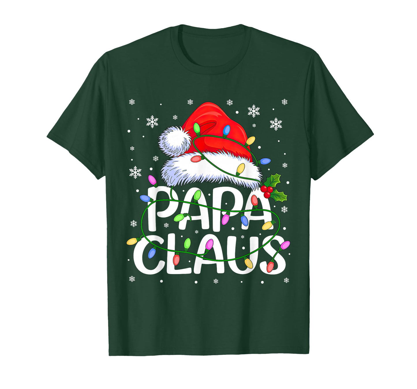 Mens Papa Claus Christmas Lights T-Shirt