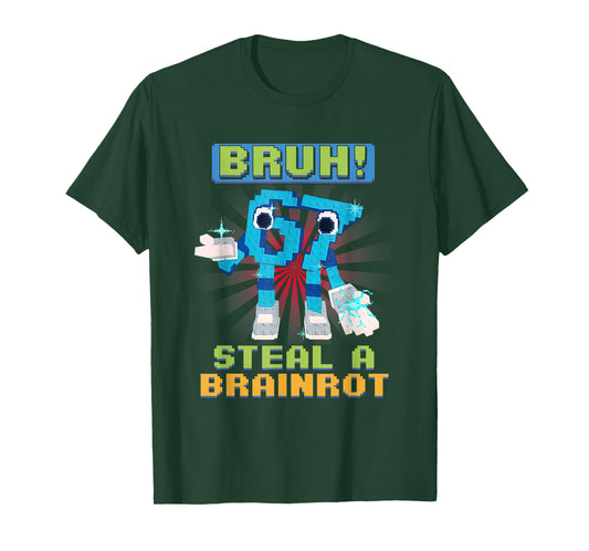 Funny Pixel Meme Bruh 67 Steal a Brainrot T-Shirt