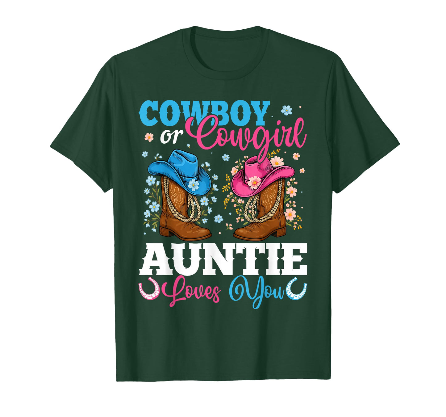 Cowboy Or Cowgirl Auntie Loves You Gender Reveal Party T-Shirt