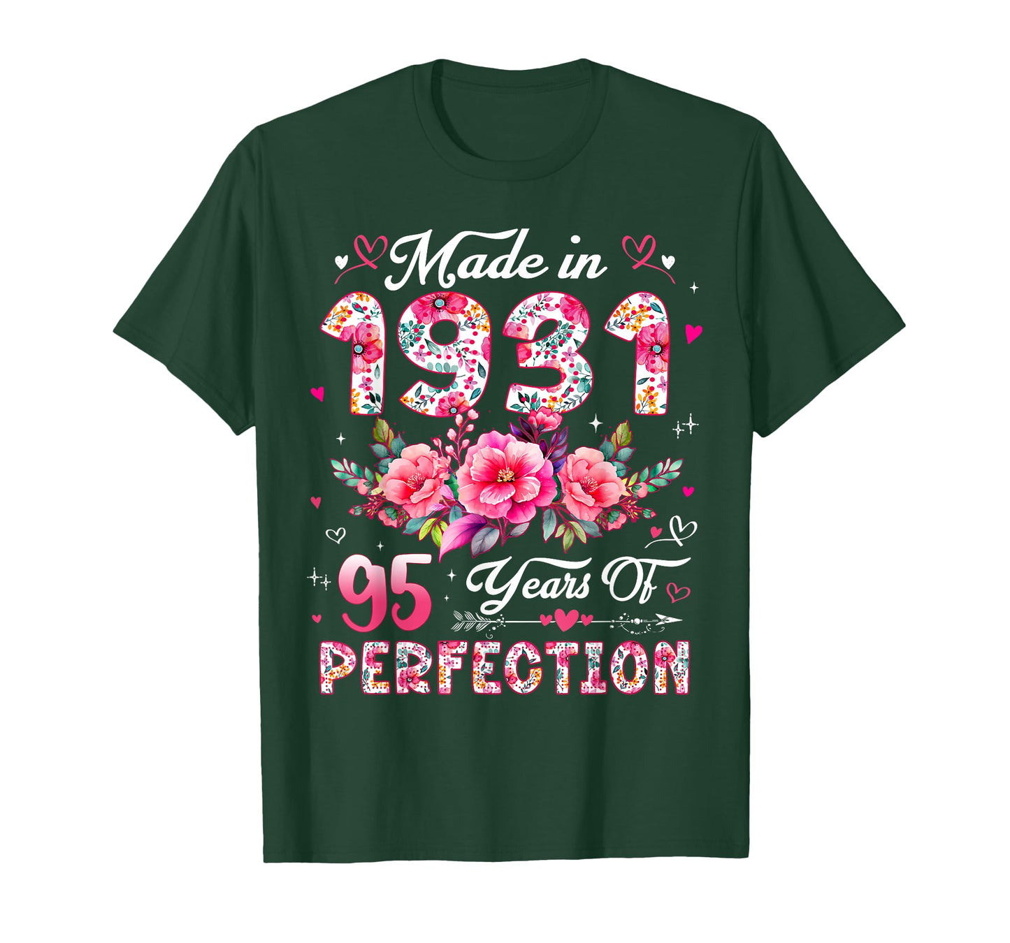 95 Year Old Made in 1931 Floral 95th Birthday Women T-Shirt