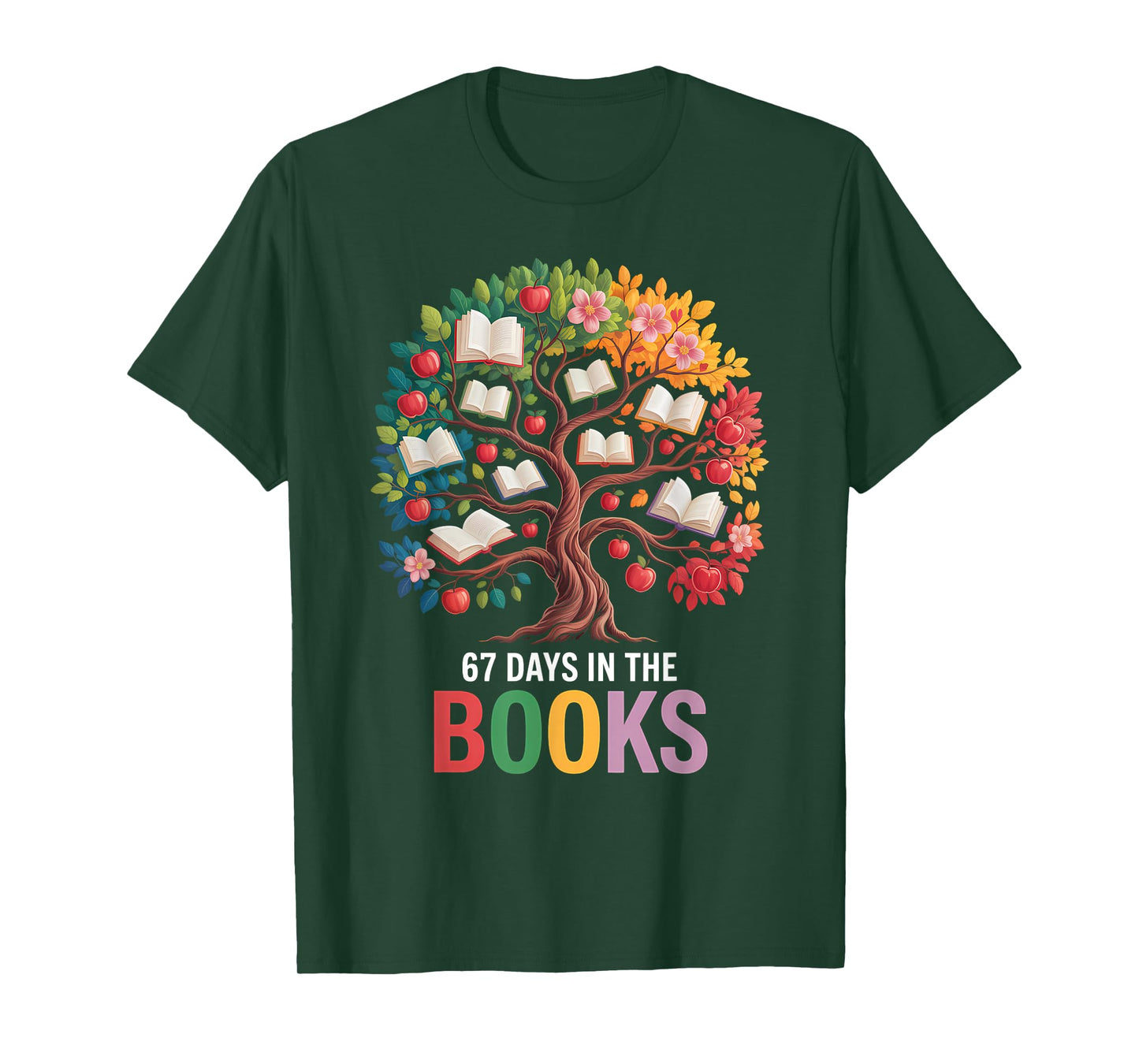 67 Days in The Books Reading Teacher 67th Day of School T-Shirt