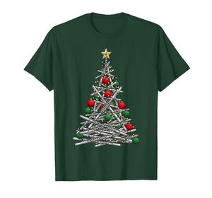 Funny Flute Christmas Tree Lights Xmas Graphic Women Men T-Shirt