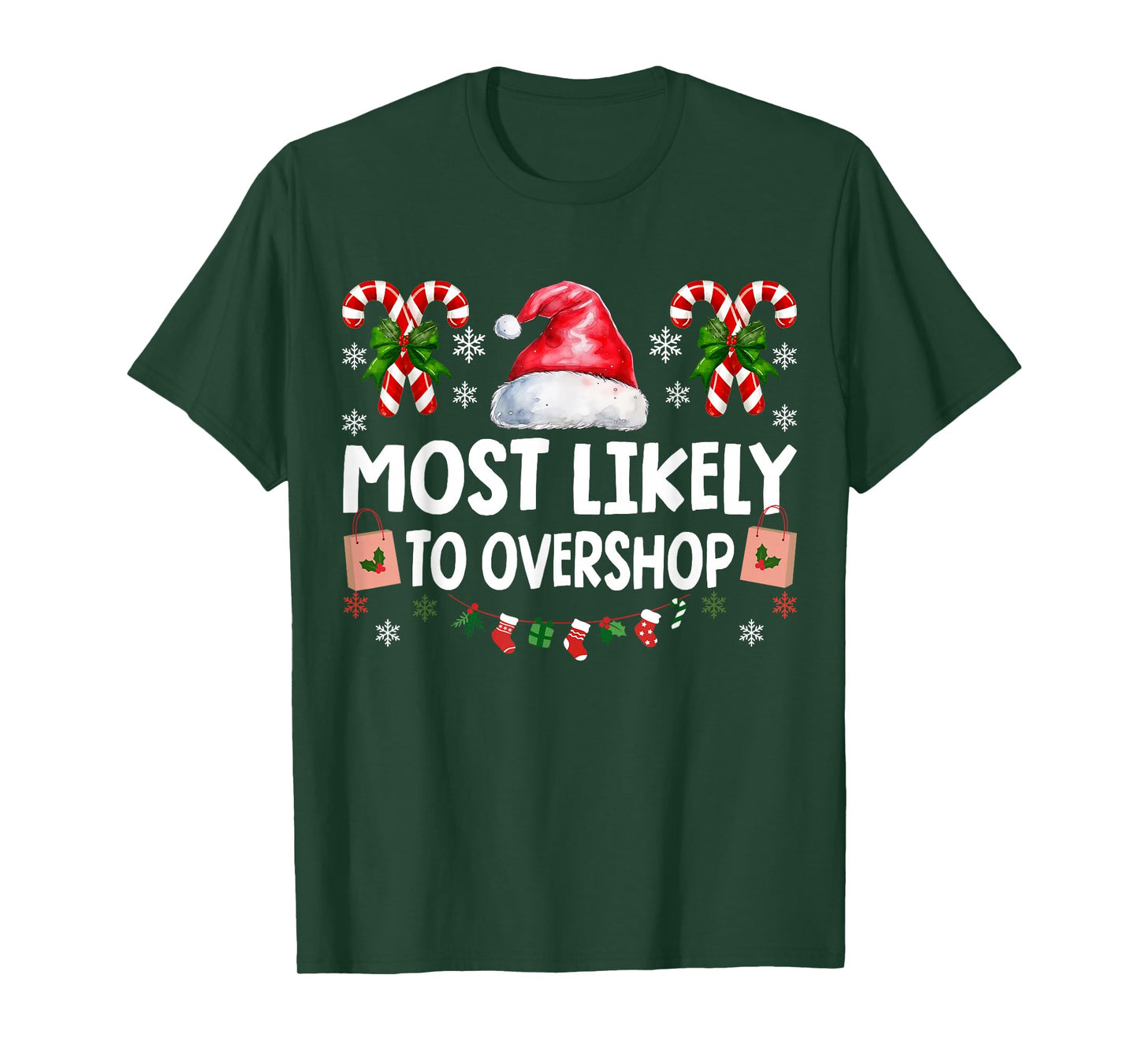 Most Likely to Overshop Shopping Squad Family Christmas T-Shirt
