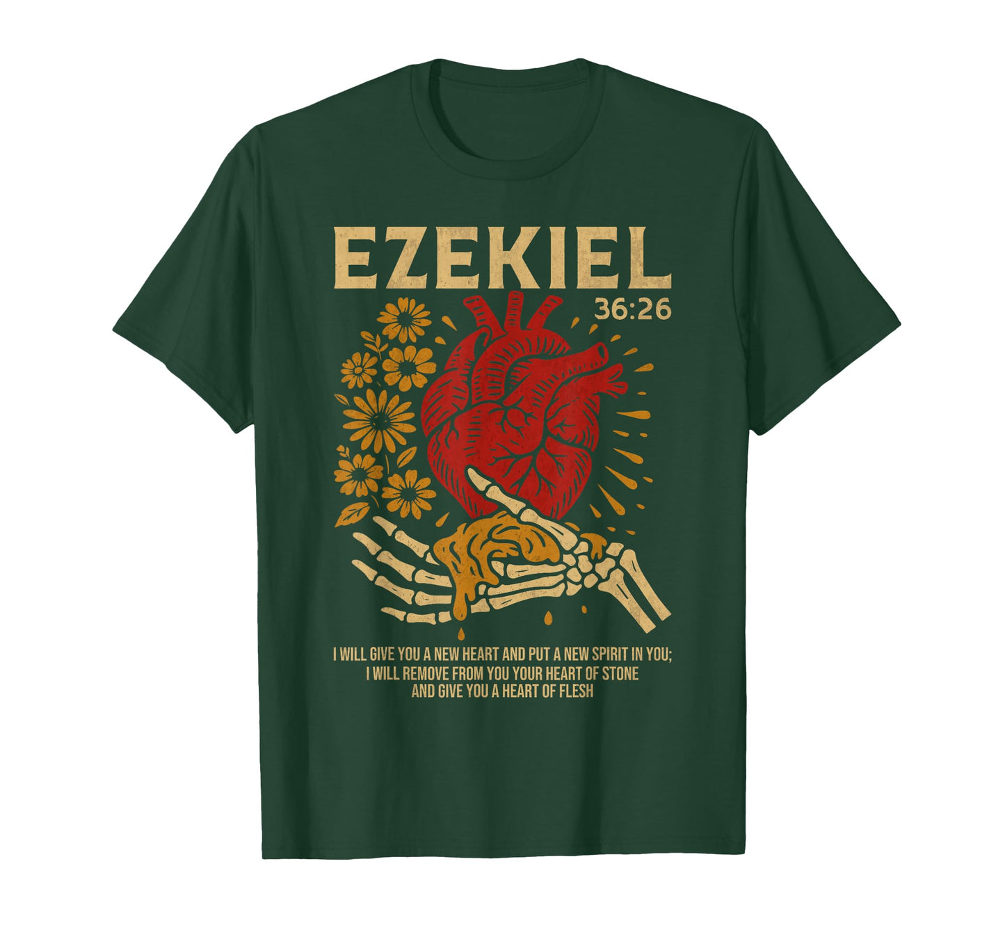 Vintage Ezekiel 36-26 Heart of Flesh Bible Verse Christian T-Shirt