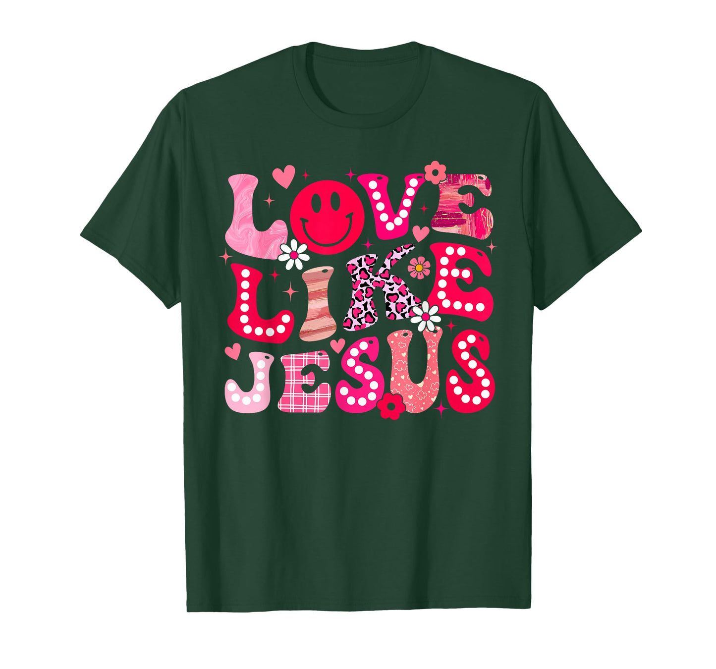 Groovy Love Like Jesus Valentine Christian Girl Women Kid T-Shirt