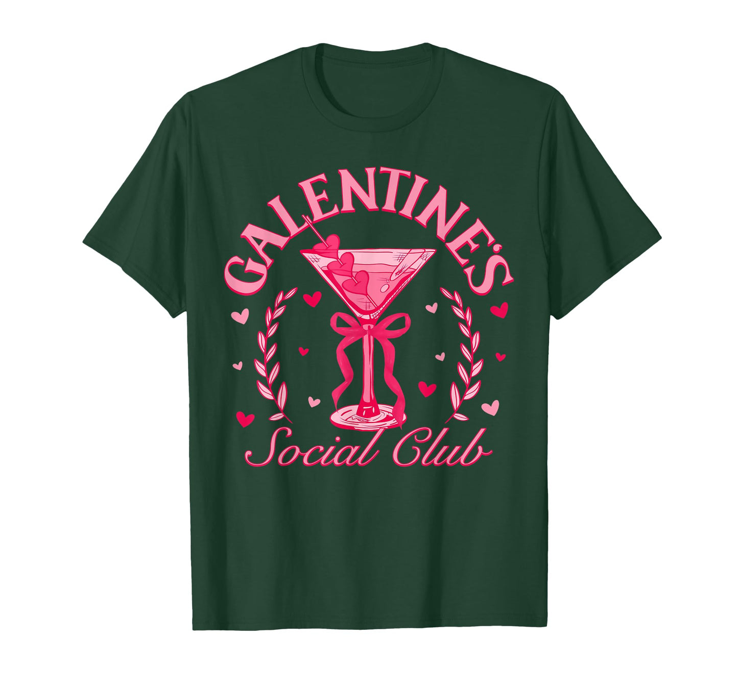 Galentine's Social Club Pink Coquette Martini Bow Valentine T-Shirt
