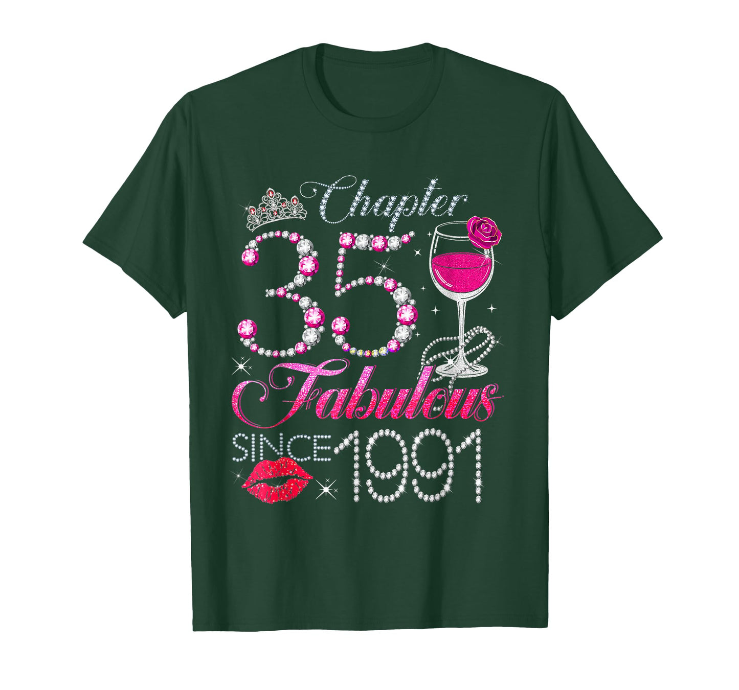 Chapter 35 Fabulous Since 1991 35th Birthday Queen Diamond T-Shirt