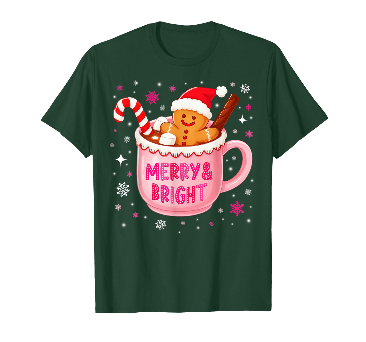 Merry and Bright Hot Cacao Gingerbread Christmas Xmas Women T-Shirt