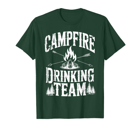 Campfire Drinking Team Funny Camping Lovers Vintage T-Shirt