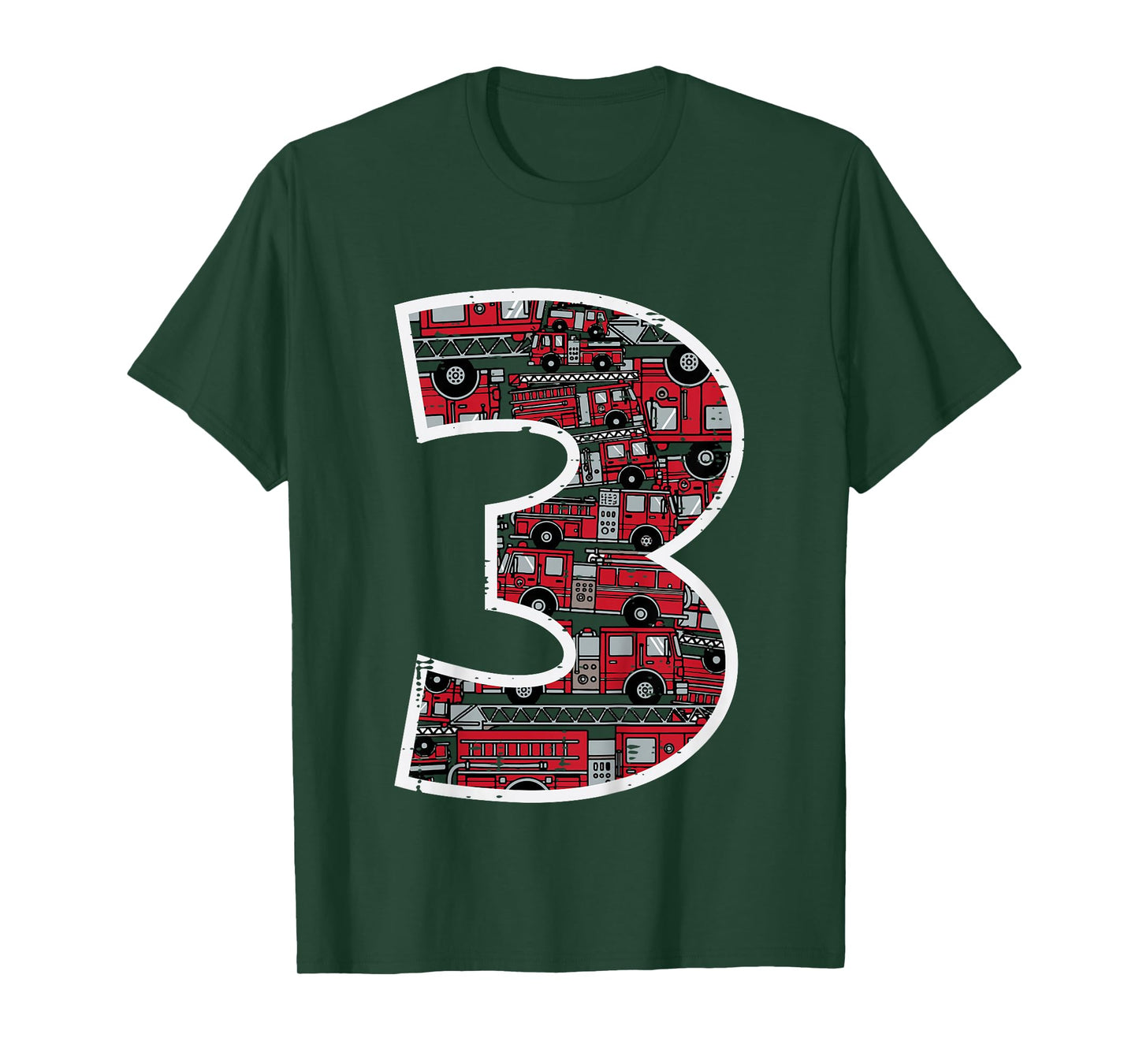 Kids 3rd Birthday 3 Firetrucks Firefighter Fireman Bday Boys Kids T-Shirt