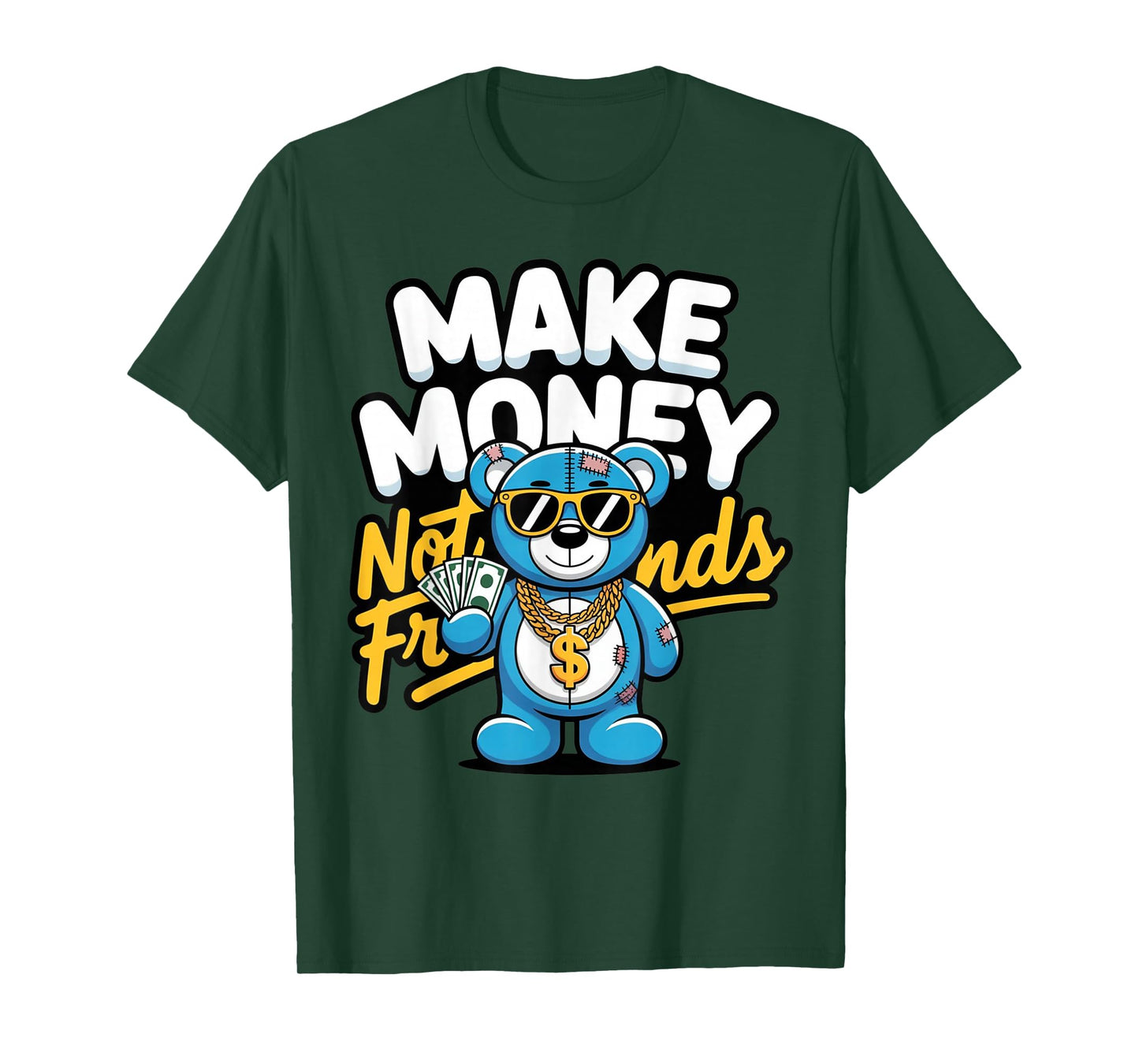 Streetwear Retro Matching Gamma Blue Make Money Not Friends T-Shirt
