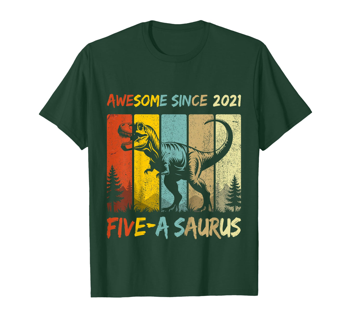 Kids 5 Year Old Dinosaur 5th Birthday Five Saurus Boys Born 2021 T-Shirt