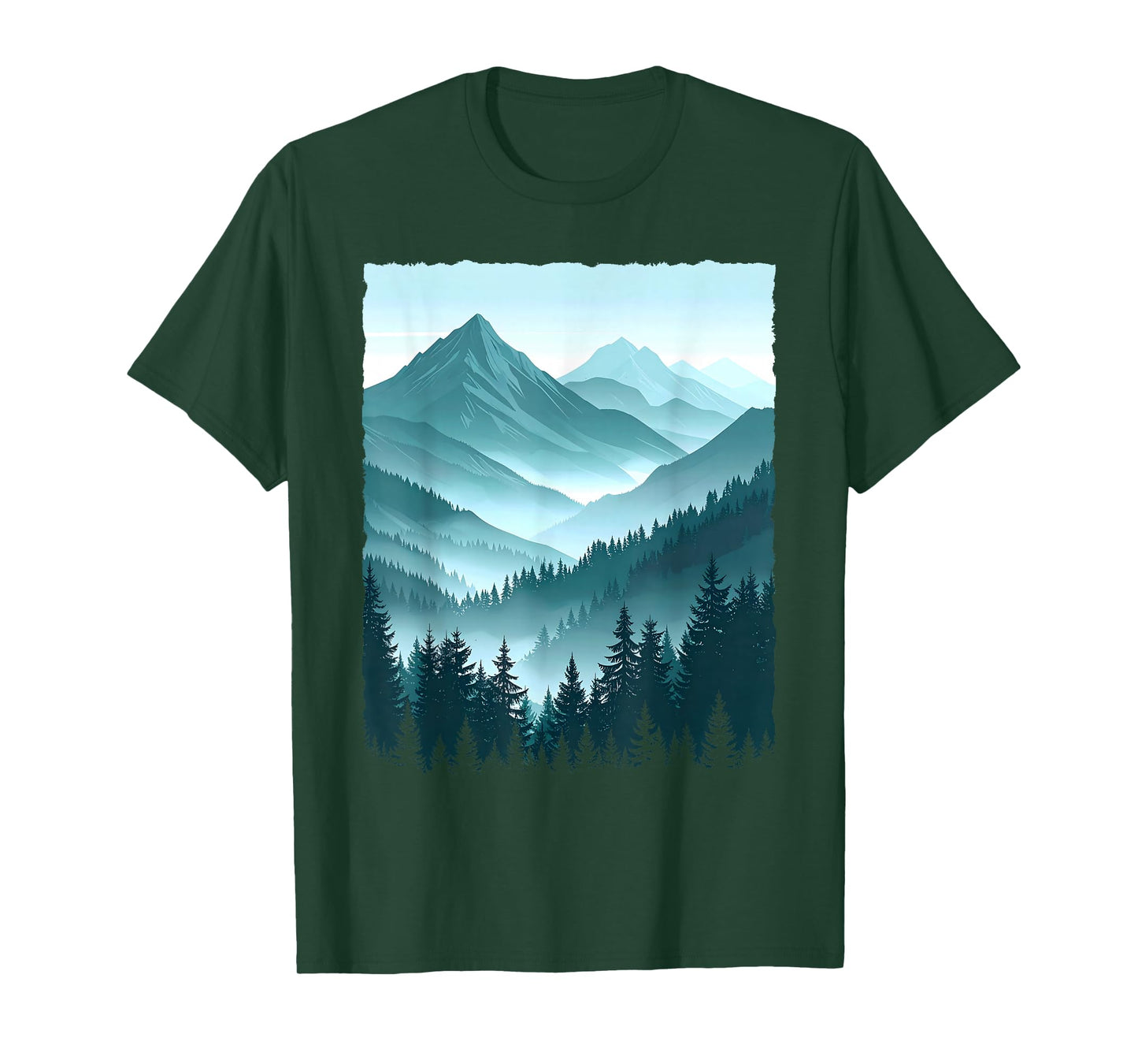 Mountain Forest Tree Nature Graphic Outdoor Hiking Adventure T-Shirt