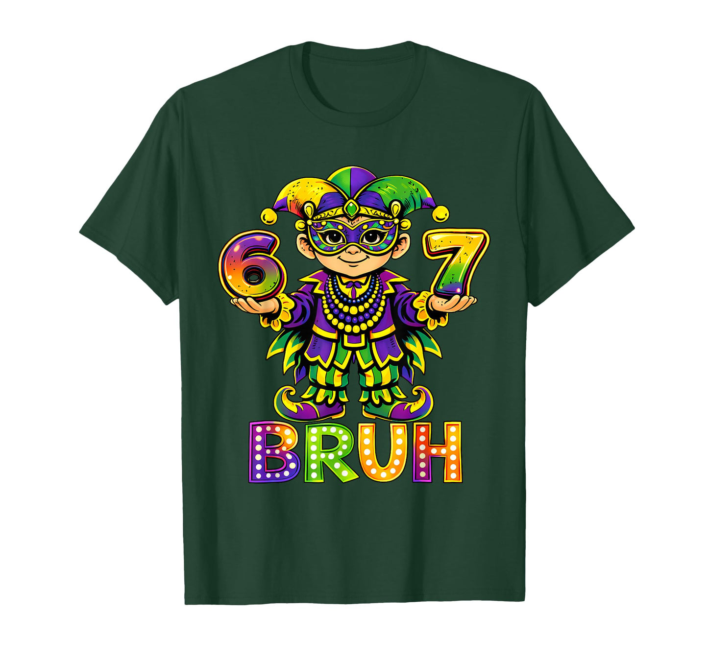 Bruh Mardi Gras Carnival Six Seven Jester Beads 67 Meme Boys T-Shirt