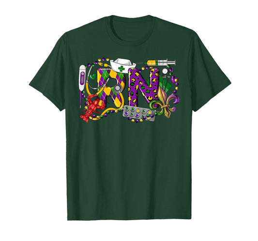 Mardi Gras RN Nurse New Orleans Nursing Festival Party T-Shirt