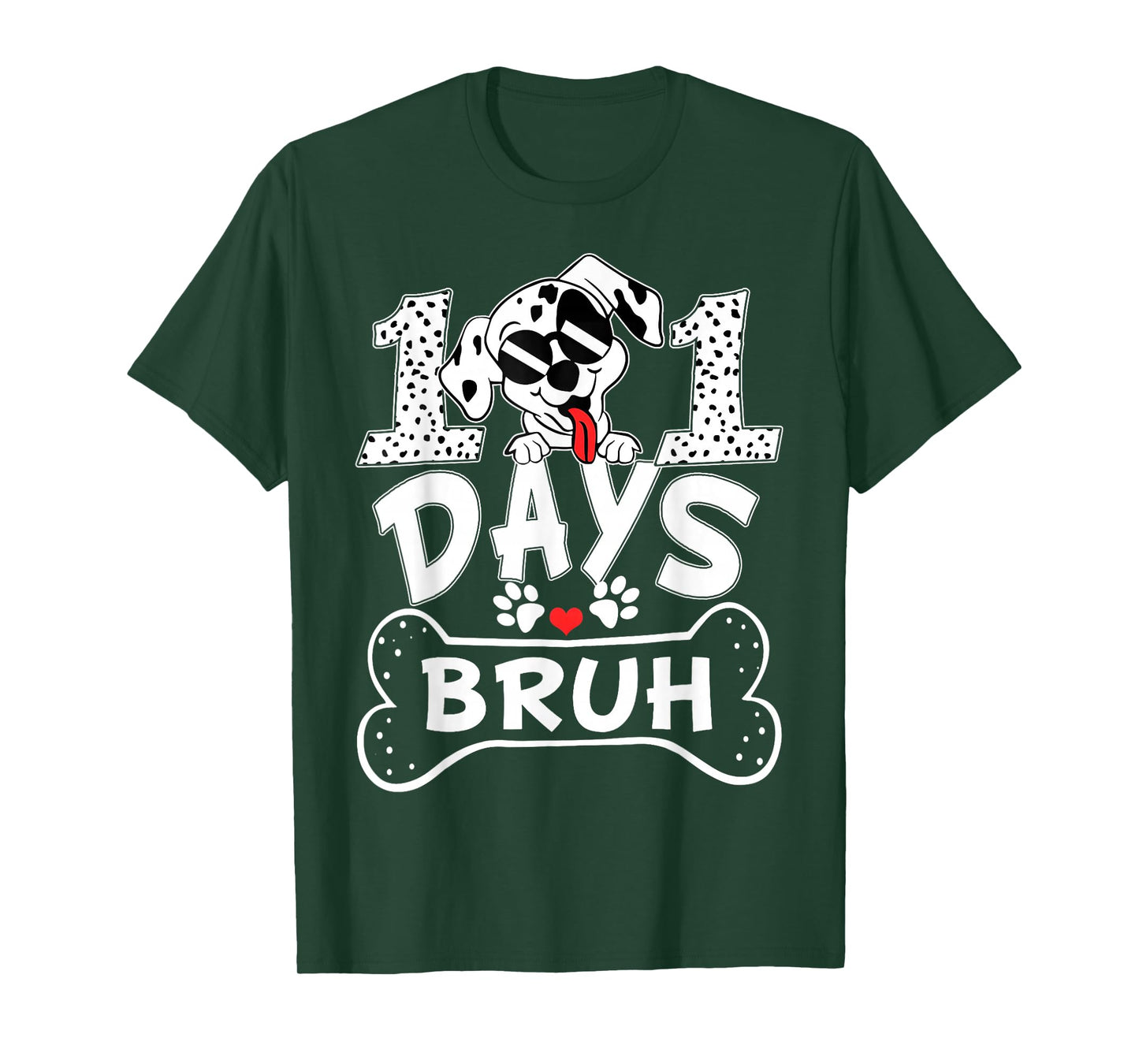 Bruh 100 Days of School Dalmatian Dog Boys Kids 100th Days T-Shirt