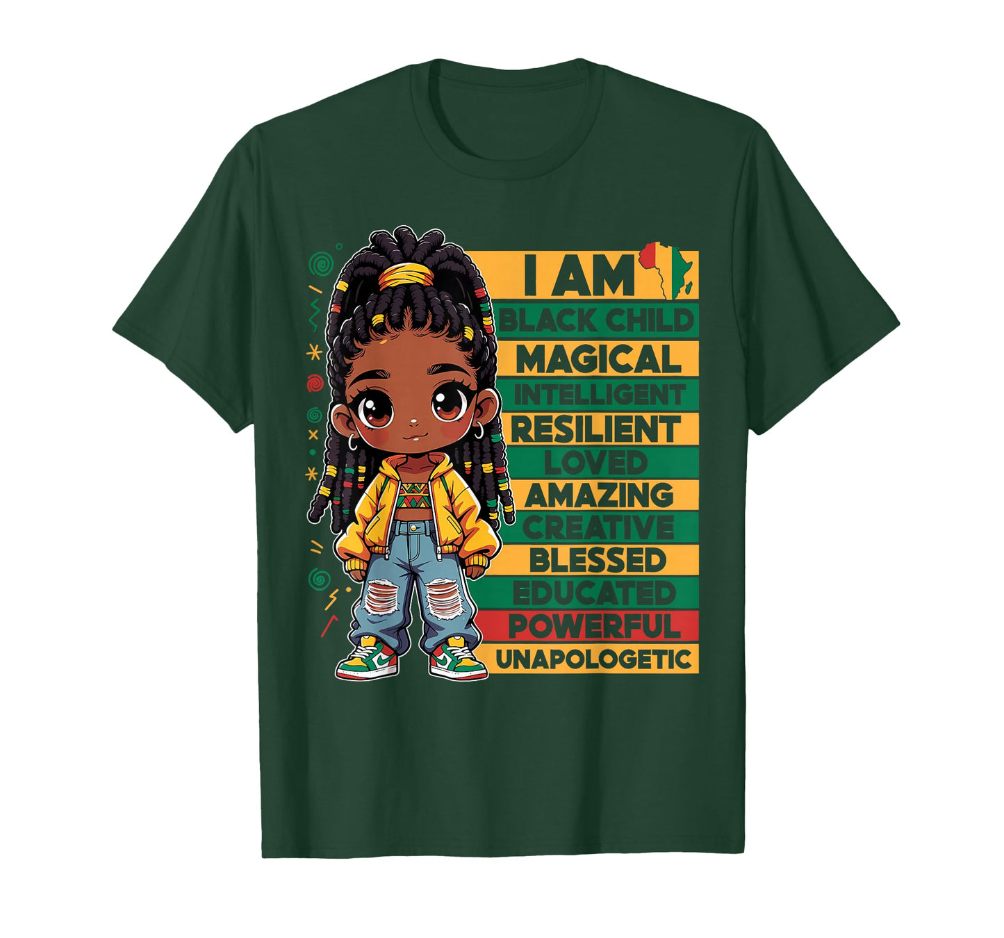 I Am Black History Kids African American Girls Women Melanin T-Shirt