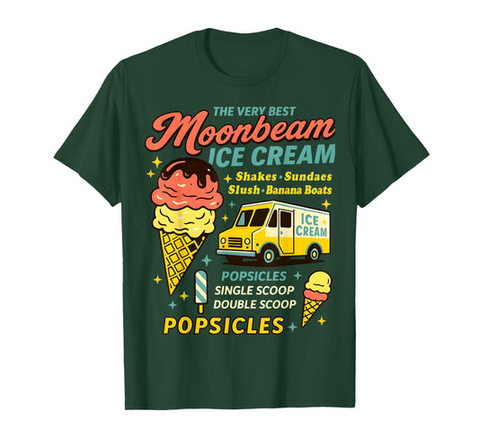 Vintage Moonbeam Ice Cream Truck Retro Double Scoop Popsicle T-Shirt