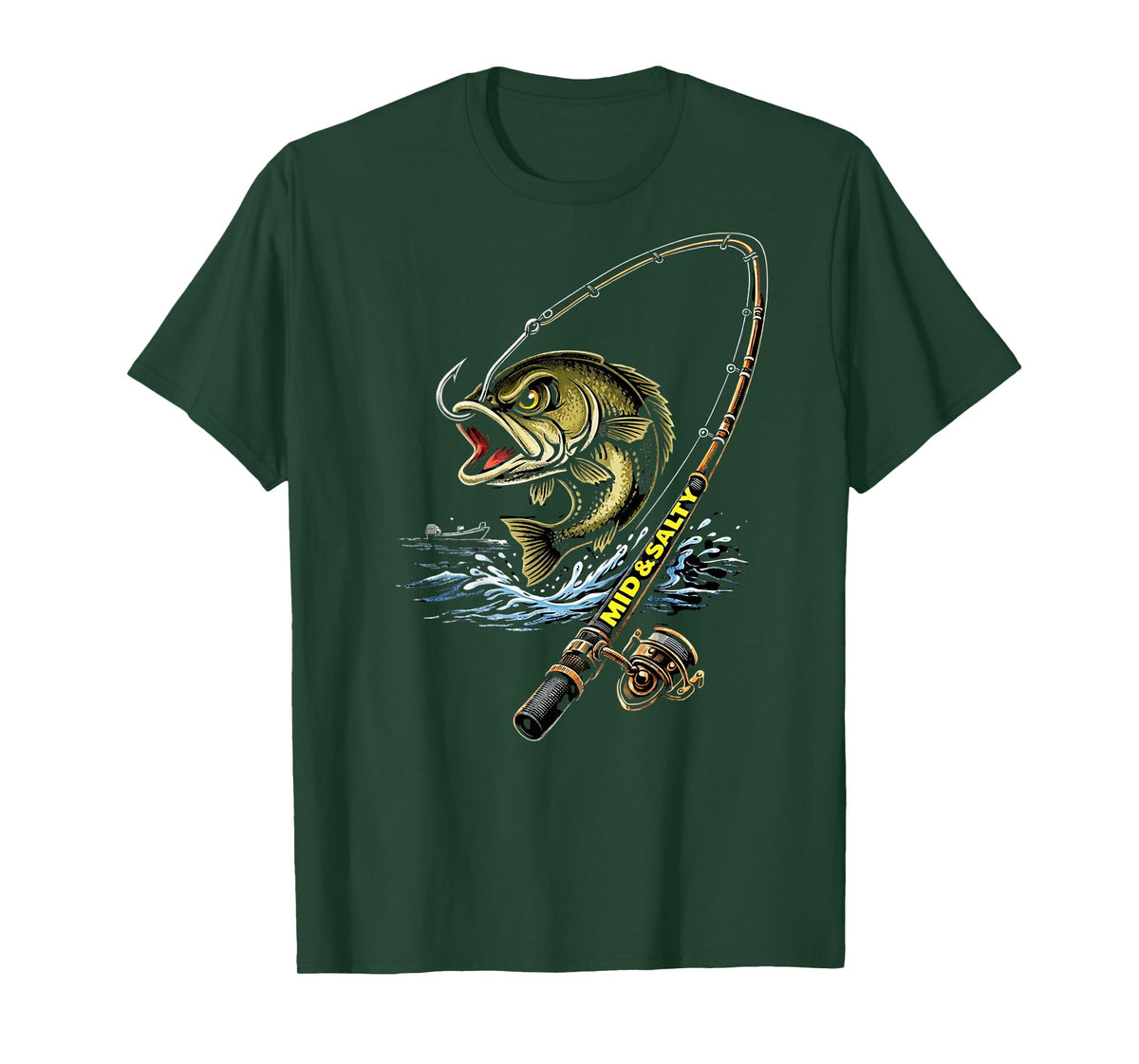 Mid & Salty Angry Bass Fishing Color T-Shirt
