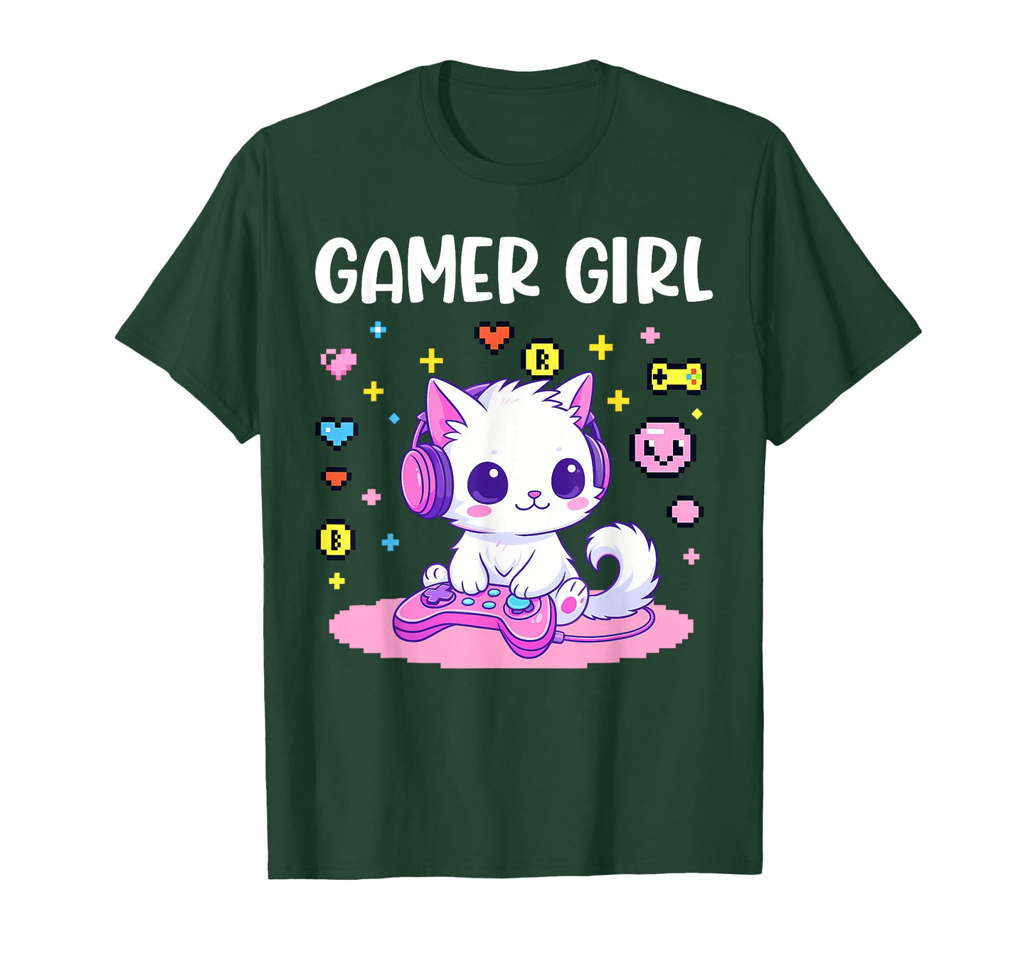 Gamer Girl Cat Gaming Cute Video Game Women Girls Cat Lover T-Shirt