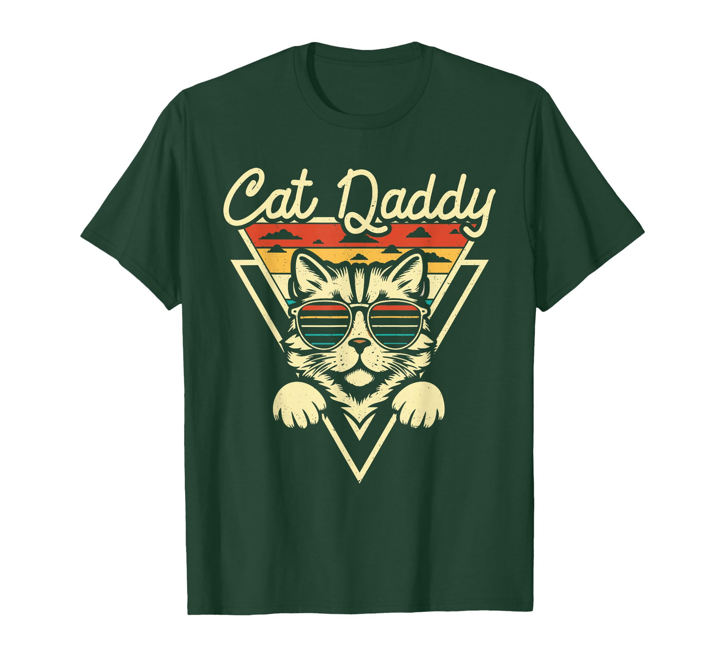 Cat Daddy Retro Sunglasses Cat Fur Dad Papa Vintage Cat Dad T-Shirt