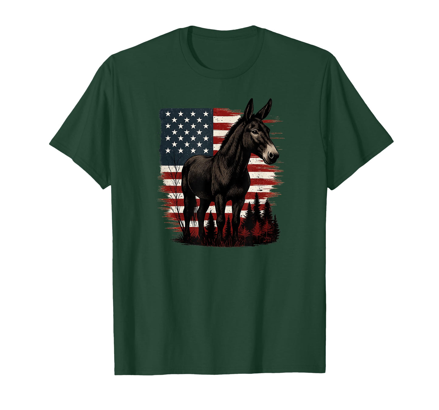 Patriotic Mule with American Flag T-Shirt