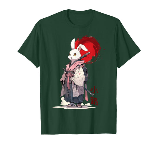 Samurai Bunny Shirts for Women Men Vintage Graphic Japanese T-Shirt