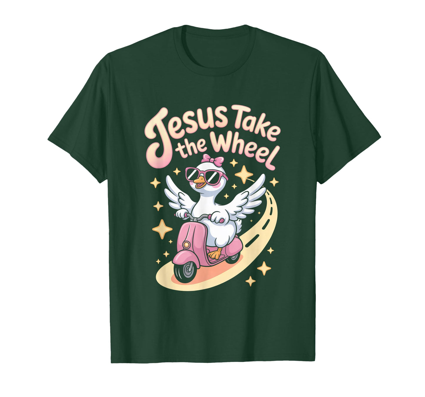 Jesus Take The Wheel Faith Christian Catholic Goose Cute T-Shirt