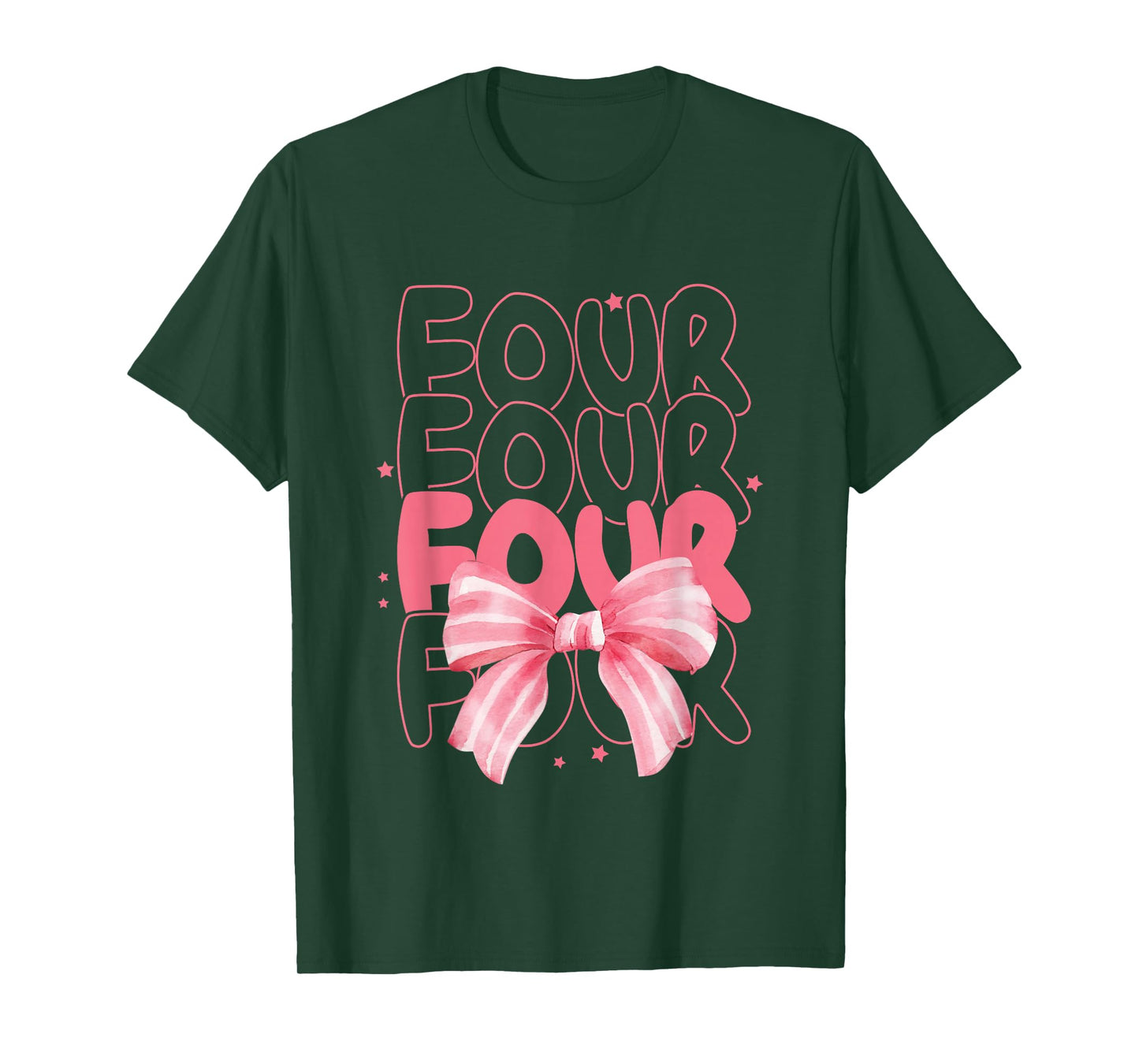 Four 4th Birthday Girls Coquette Bow 4 Years Old Fourth Bday T-Shirt