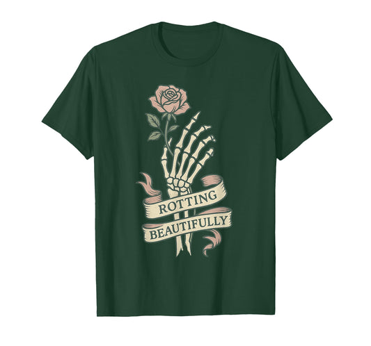 Pastel Goth Skeleton Flower Rotting Beautifully Gothic Rose T-Shirt