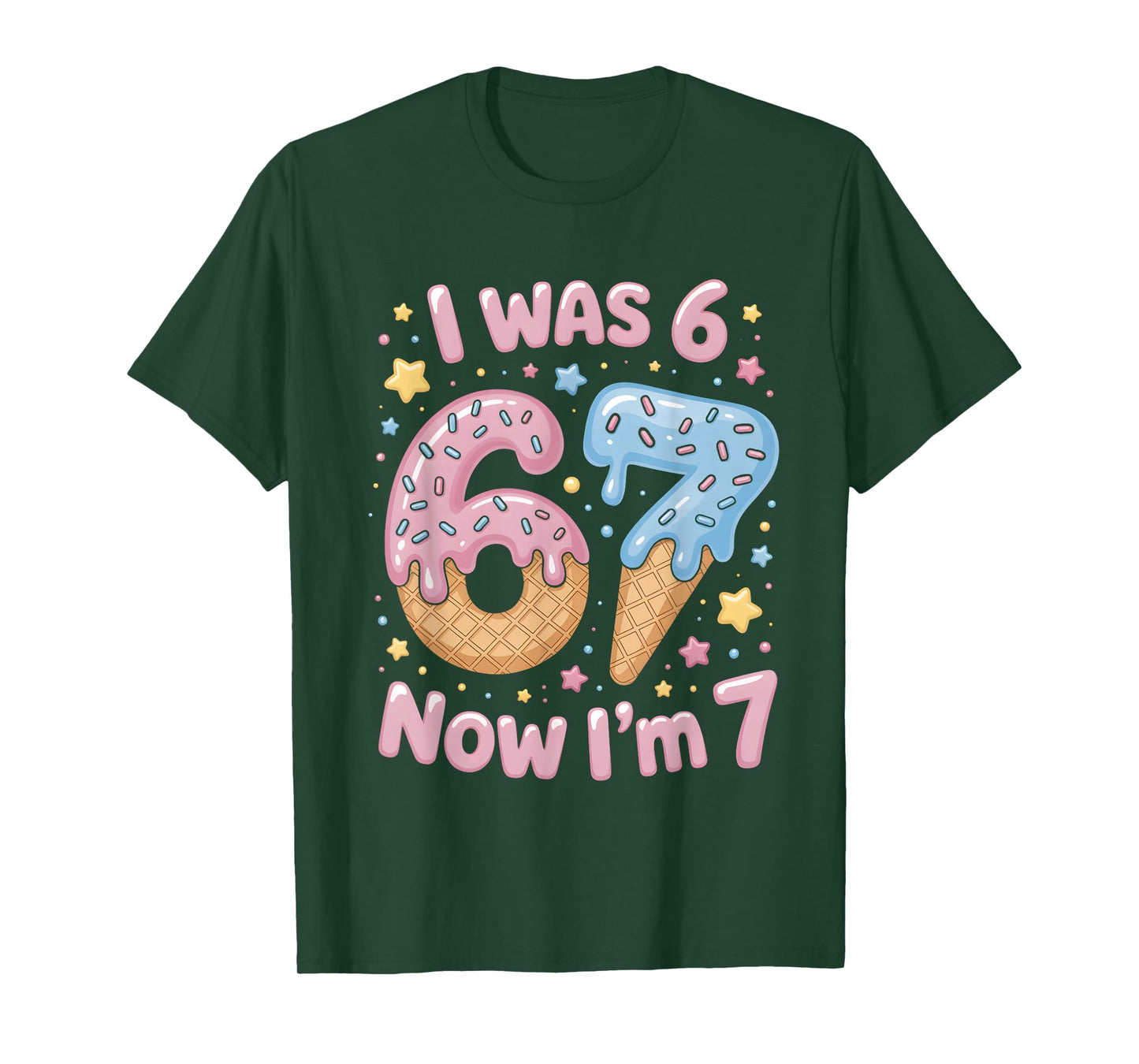 I was 6 Now I'm 7 Ice Cream 7th Birthday Celebration T-Shirt