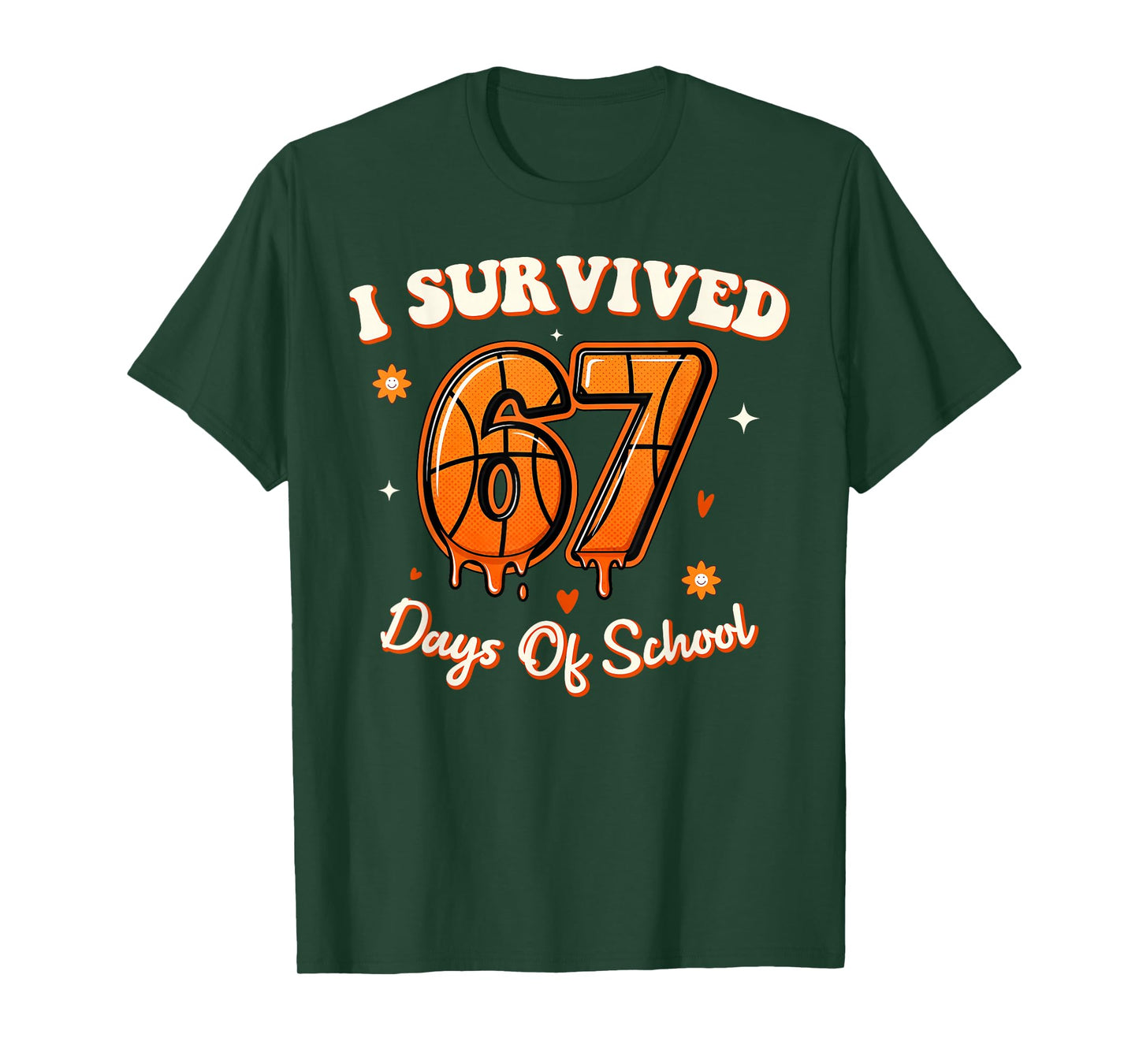67th Day of School Basketball Player 67 Kids Boys Girls T-Shirt
