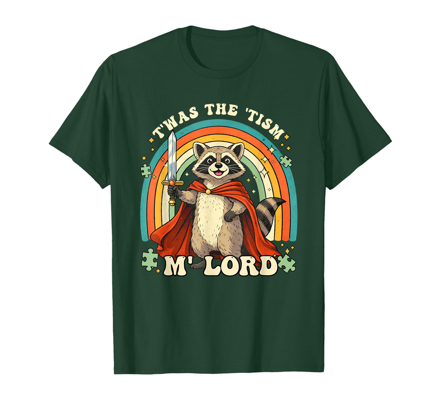 Funny Autism Raccoon T'was The 'Tism M'lord Neurodiversity T-Shirt
