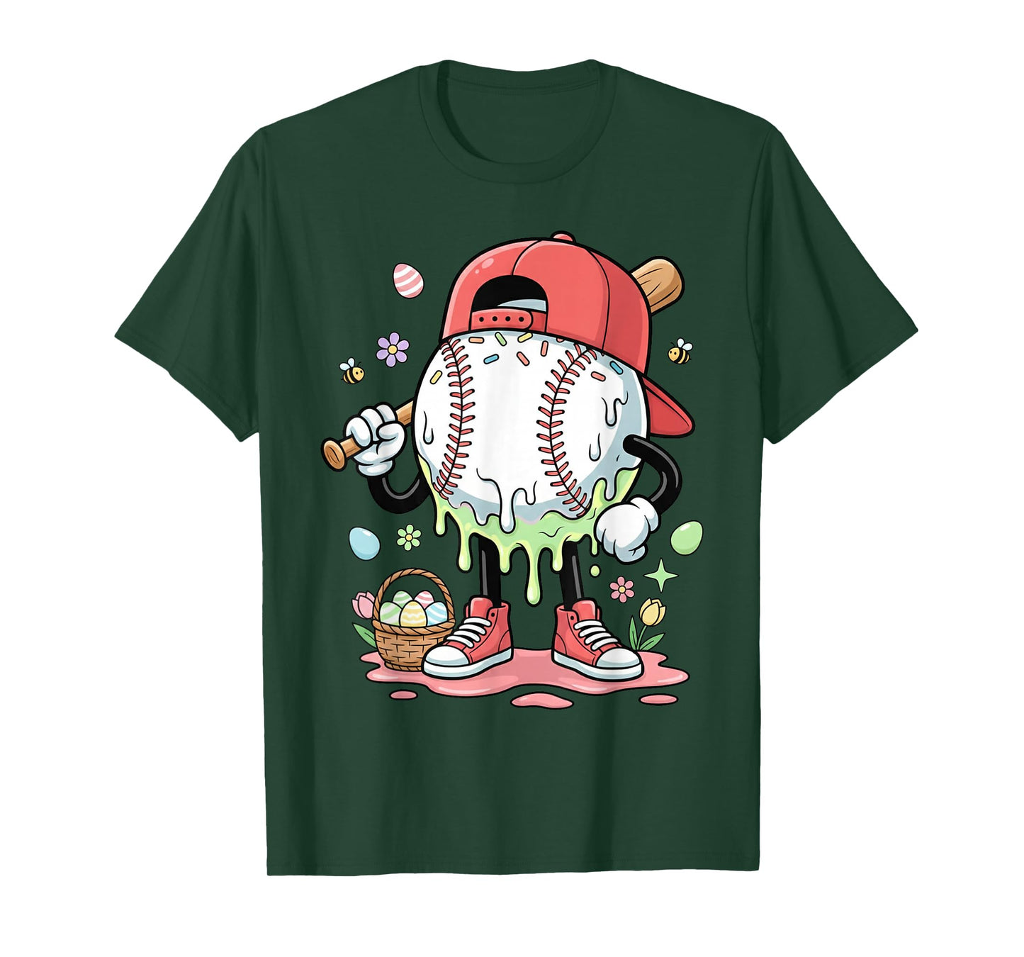 Baseball Easter Day Funny Ice Cream Drip Boys Kids T-Shirt