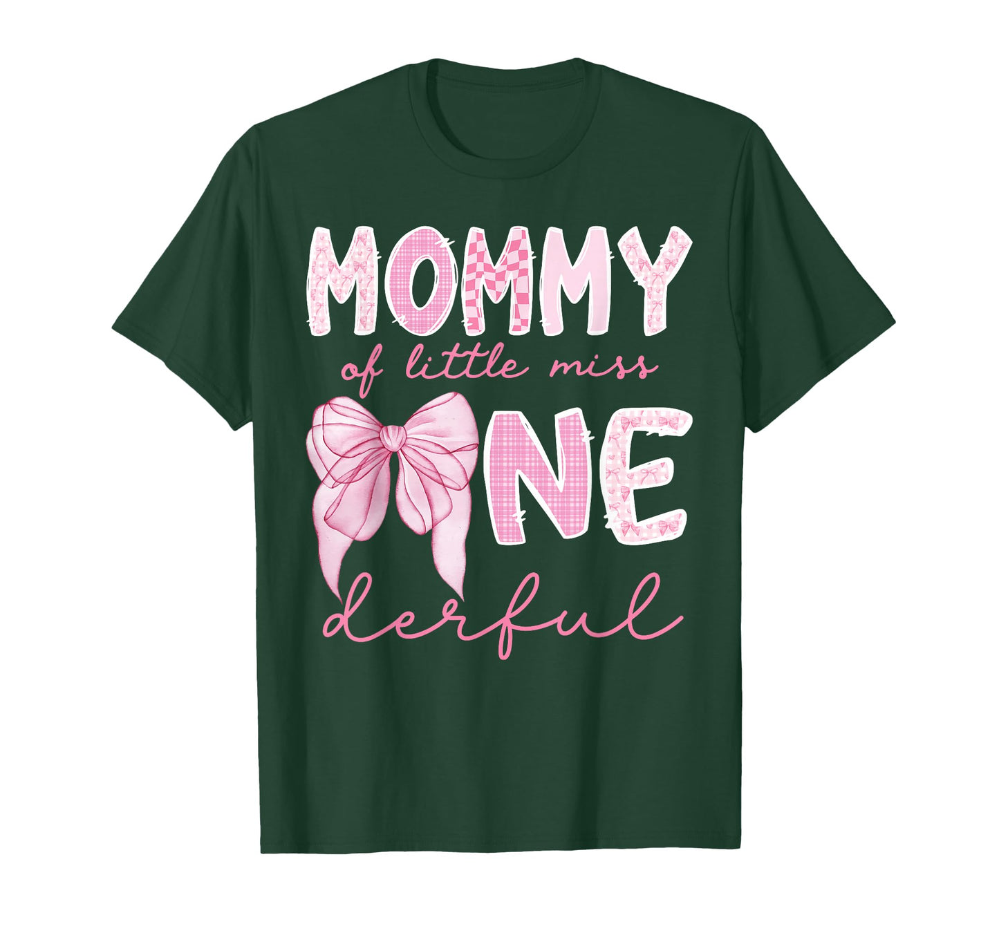 Mommy of Little Miss Onederful First Birthday Girl Bow T-Shirt