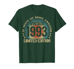 33 Year Old Gifts Vintage 1993 Limited Edition 33rd Birthday T-Shirt