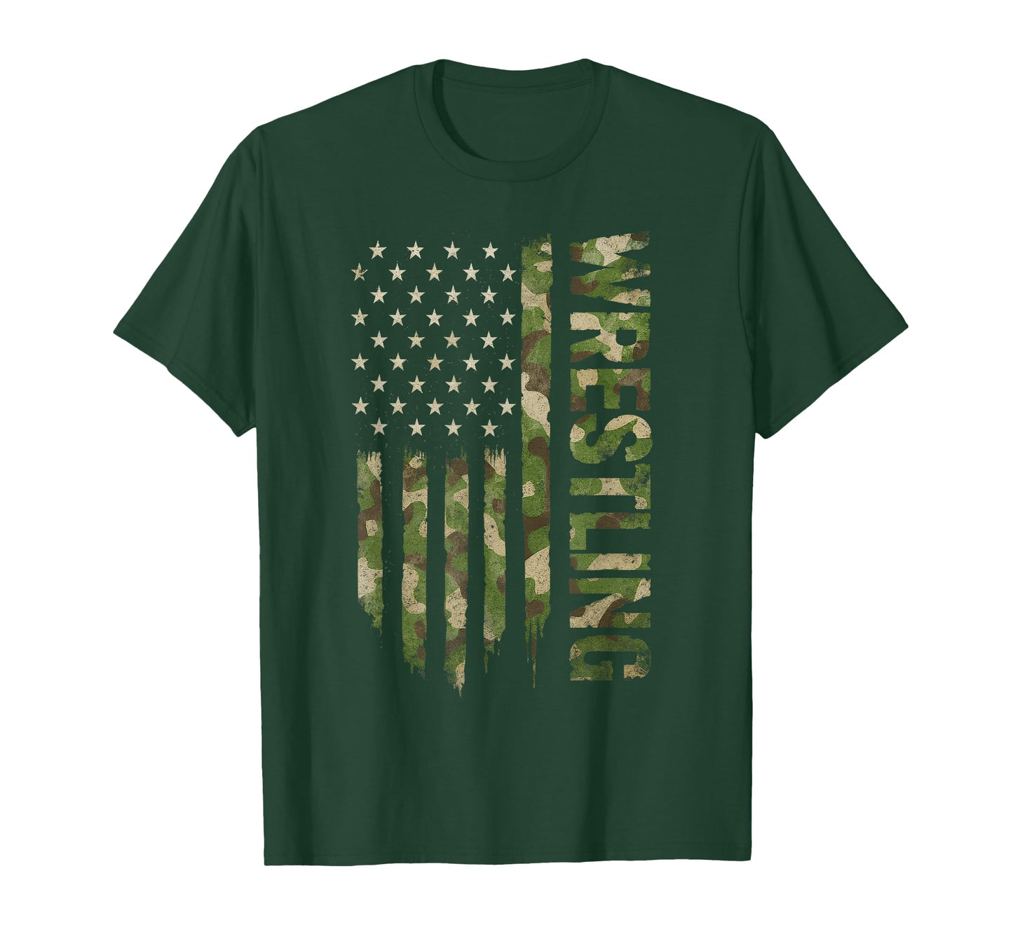 Wrestling American Flag Camo USA Patriotic Wrestler Men Boys T-Shirt