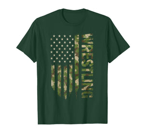 Wrestling American Flag Camo USA Patriotic Wrestler Men Boys T-Shirt