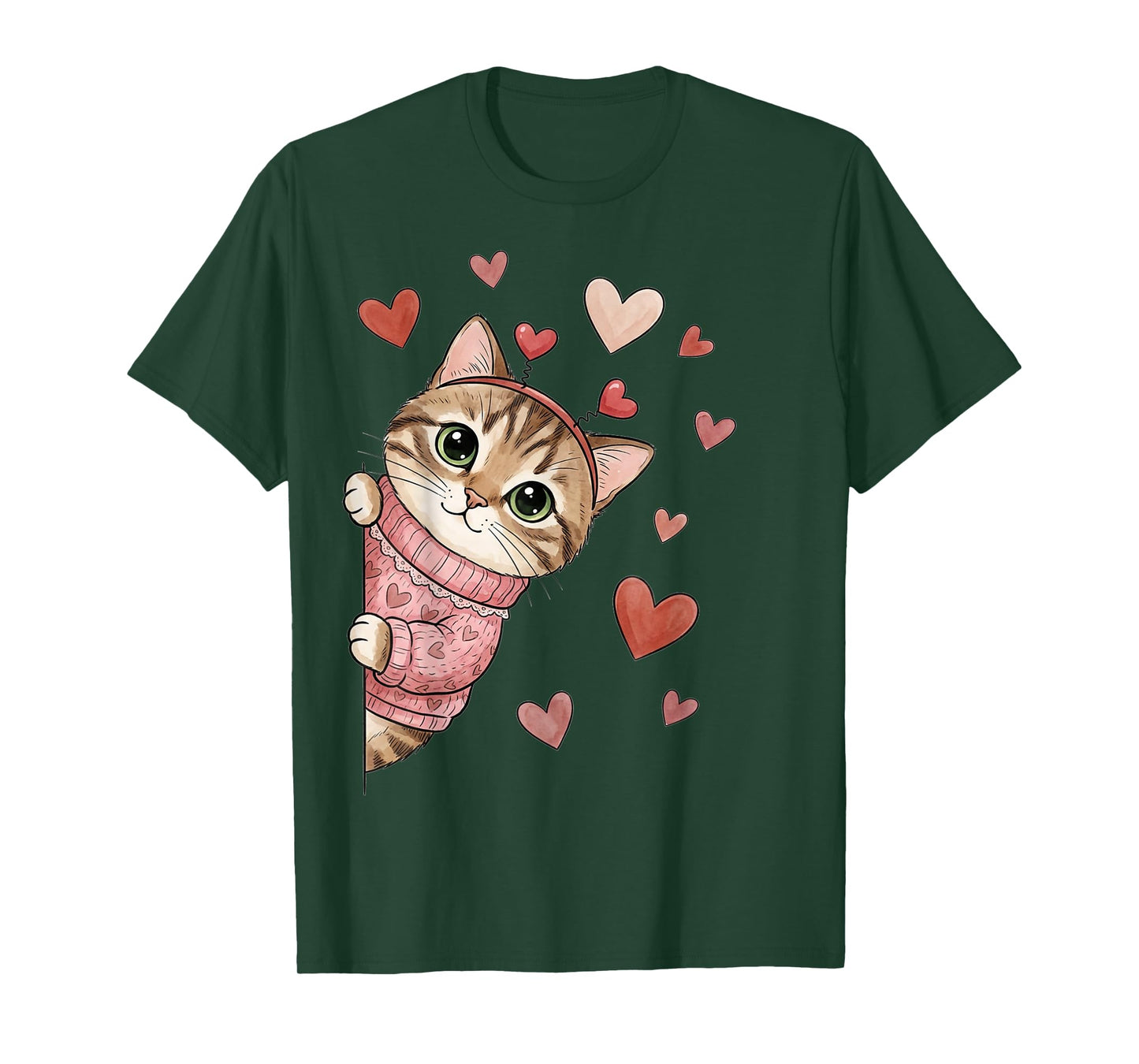 Cute Cat Valentines with Hearts Meow Cats Valentine T-Shirt