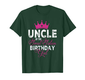 Uncle of The Sweet Sixteen Bday Girl 16th Pink Crown T-Shirt