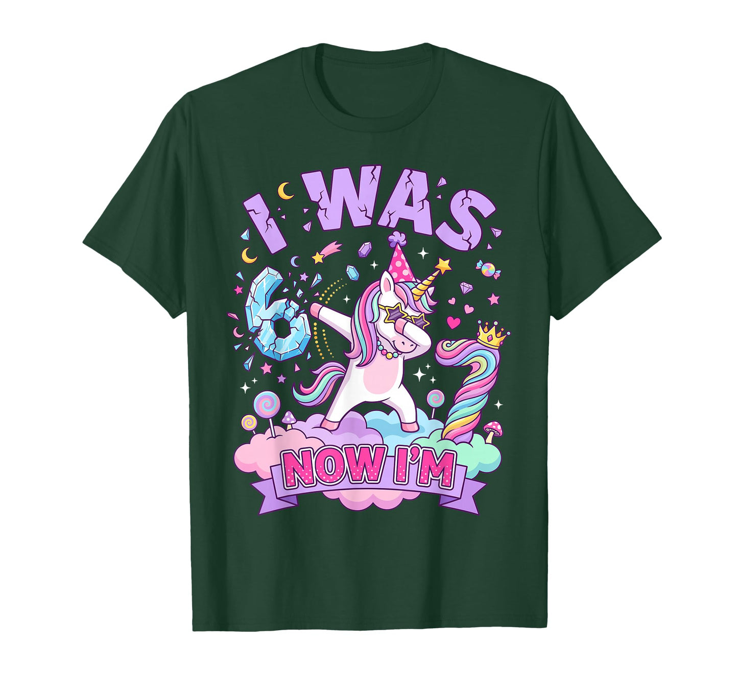 I was 6 Now I'm 7 Unicorn Girl 6 7 Birthday T-Shirt