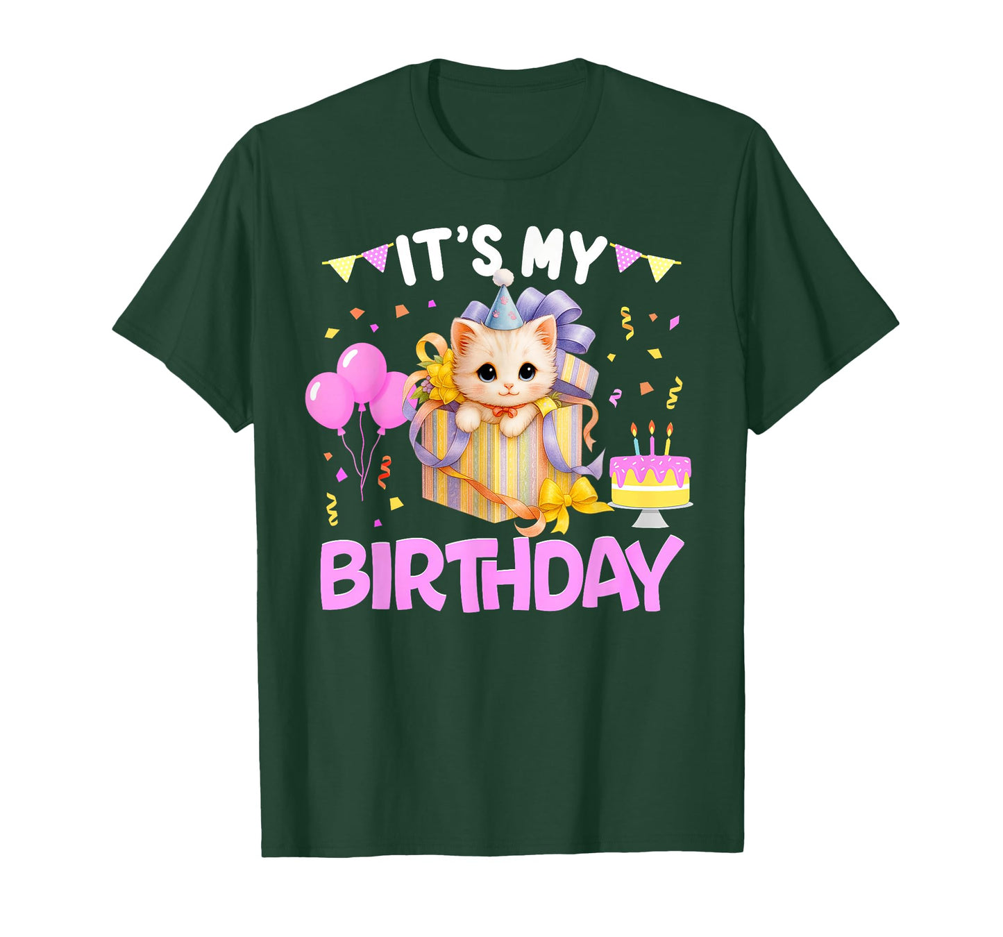 It's My Birthday Cat Lover Cute Girl Bday Family Party T-Shirt