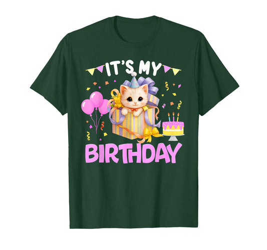 It's My Birthday Cat Lover Cute Girl Bday Family Party T-Shirt