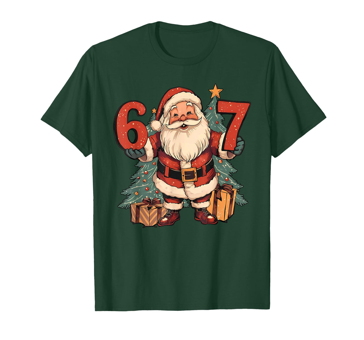67 Christmas Funny Six Seven Meme Santa Claus Boys T-Shirt
