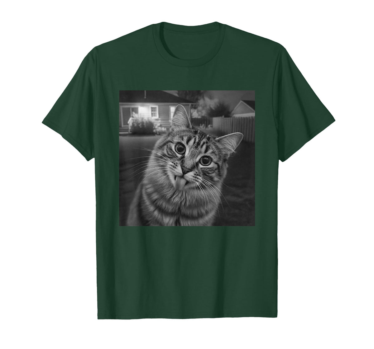 Funny Cat Sticks Out Tongue On Security Camera T-Shirt
