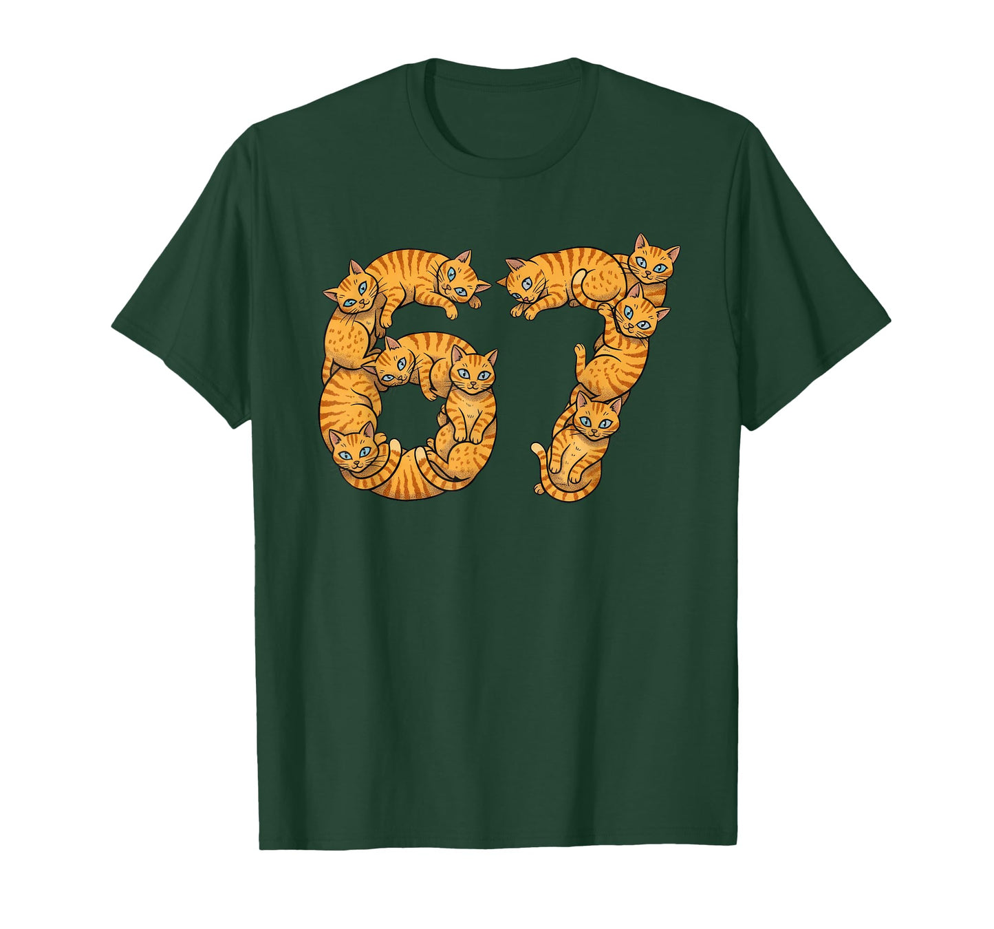 Funny Orange Cats 6 7 Meme Six Seven Love Ginger Kitty T-Shirt