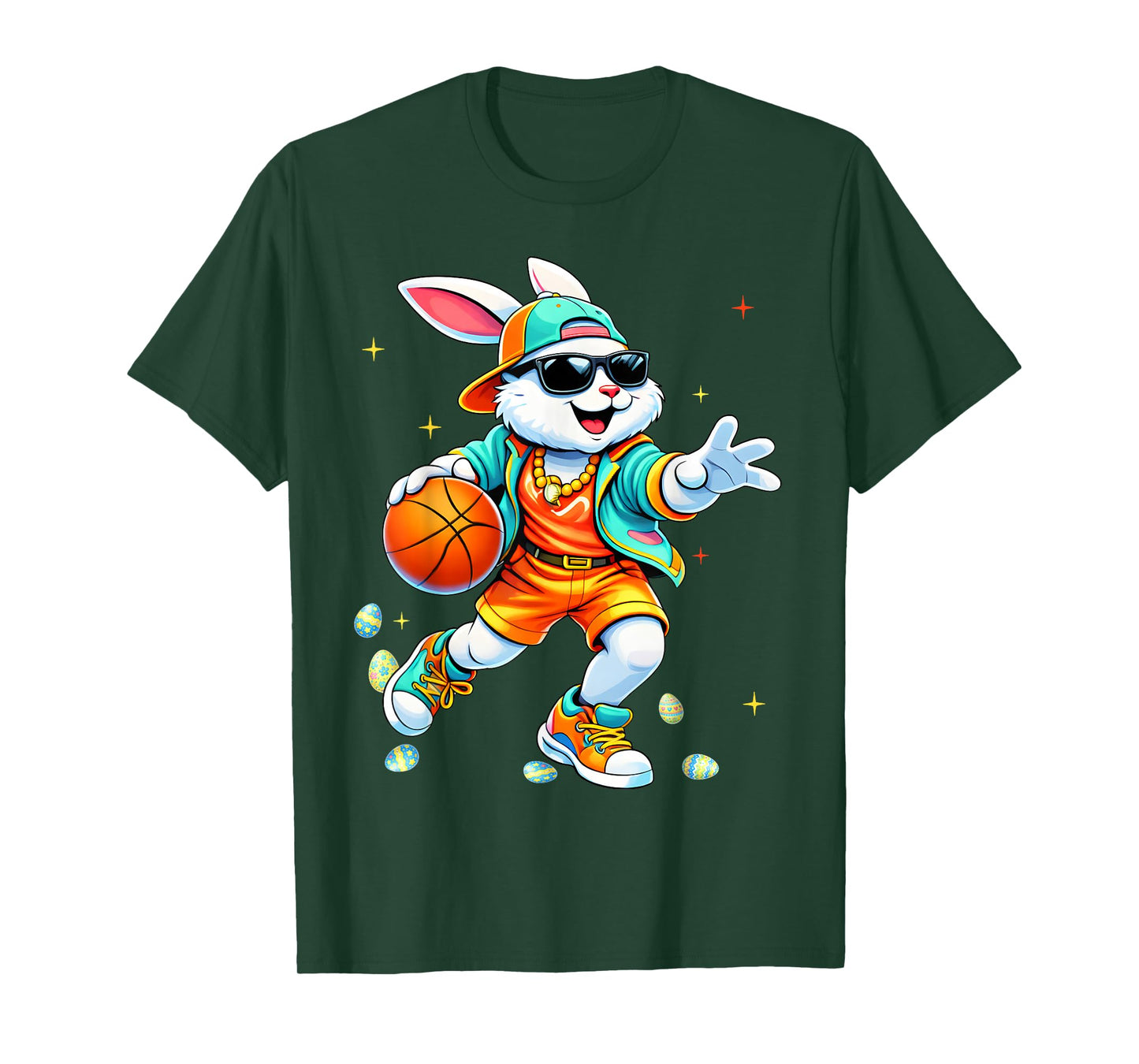 Funny Rabbit Bunny Basketball Easter Men Boy Kid Toddler T-Shirt