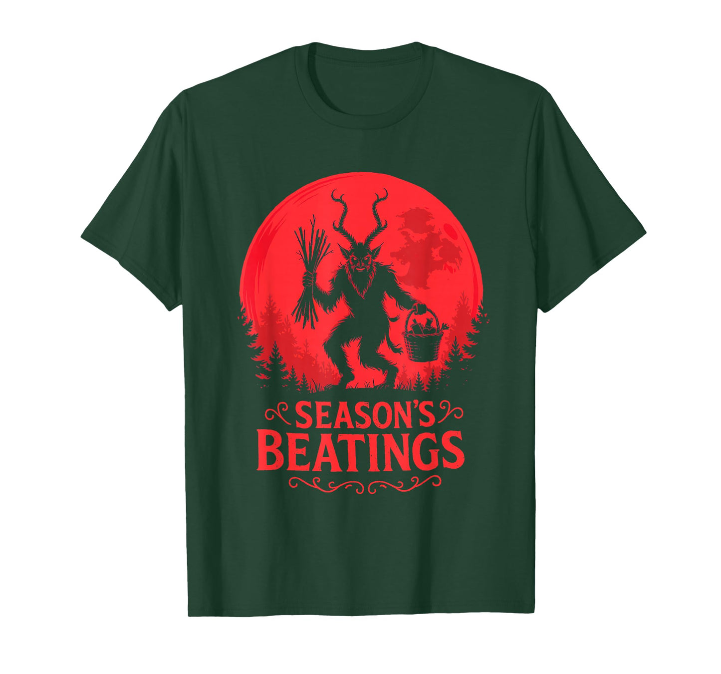 Krampus Santa Season’s Beatings Gothic Christmas Horror T-Shirt