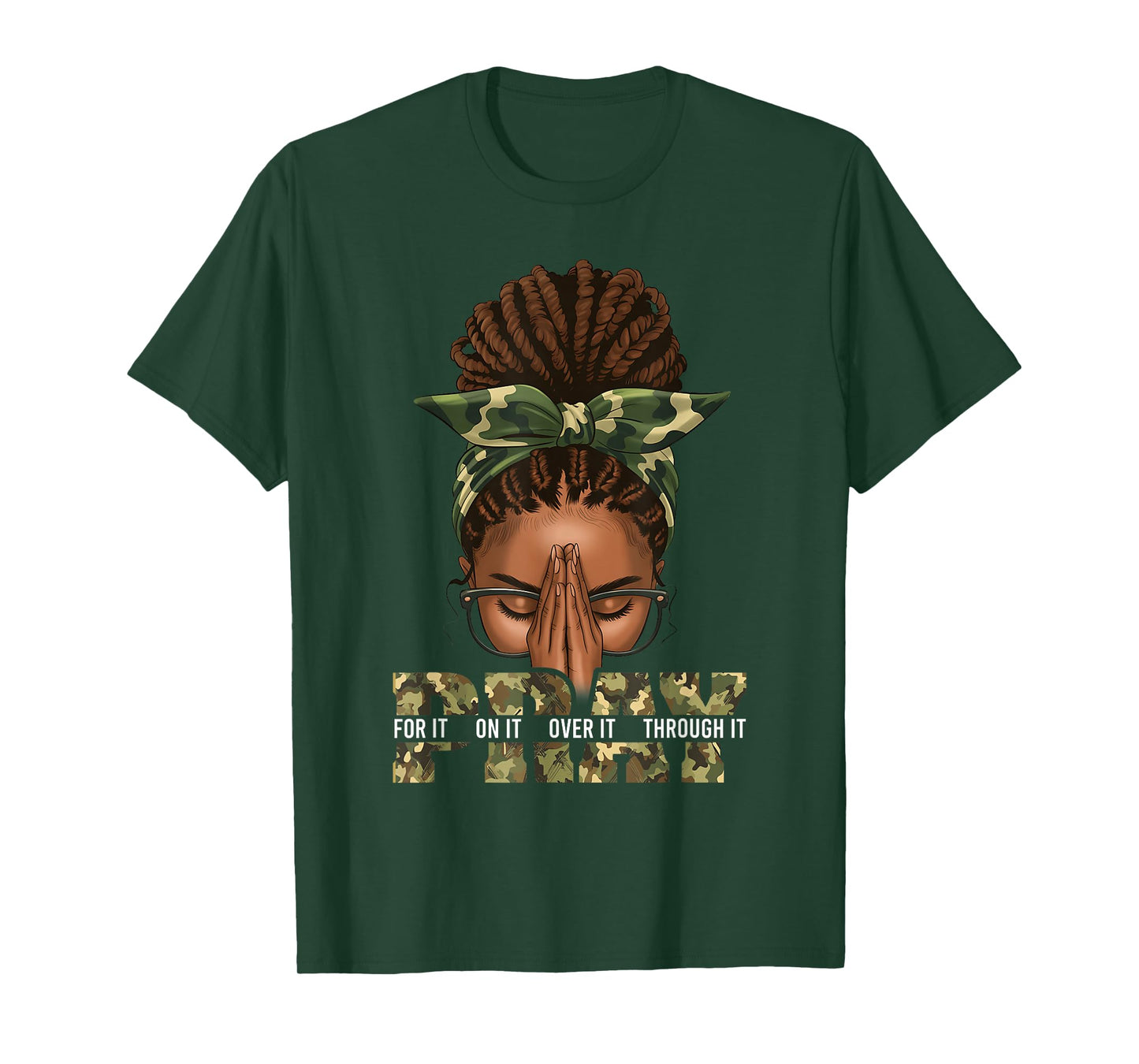 Pray On It Pray Over It Black Woman Afro Christian Sayings T-Shirt