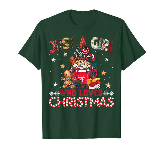 Just A Girl Who Loves Christmas Hot Cocoa Bar Xmas T-Shirt